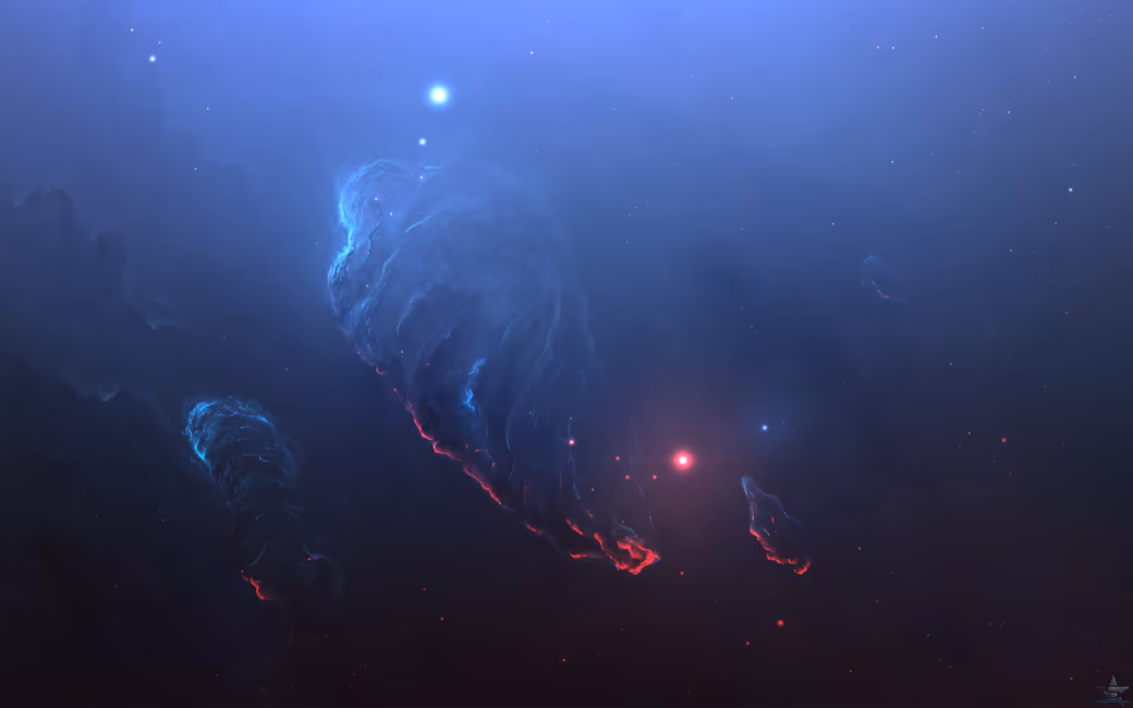 Blue Cosmic Nebula with Stars — desktop and phone wallpaper, free download