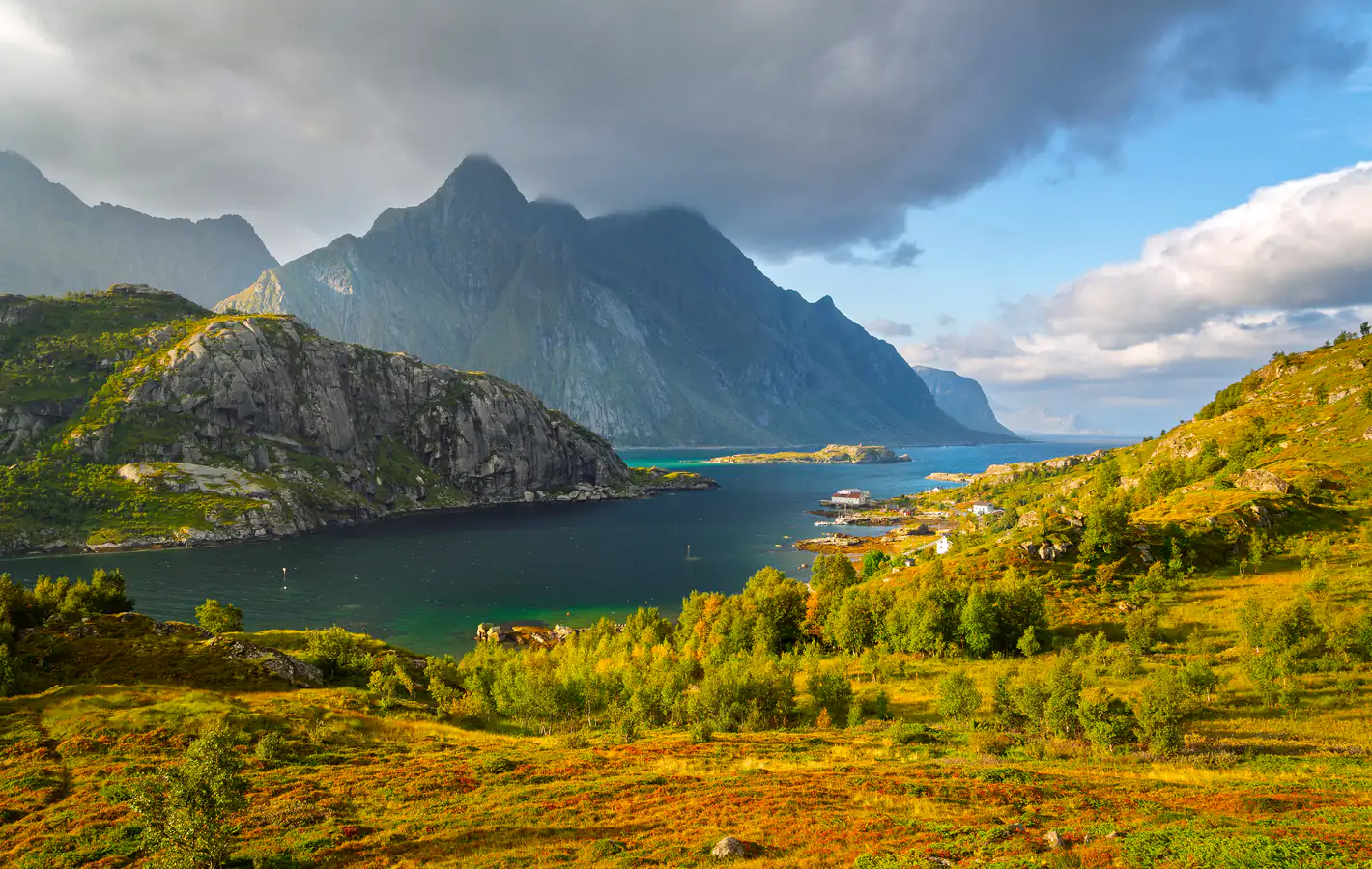 Panorama of the Lofoten Islands in Norway — desktop and phone wallpaper, free download