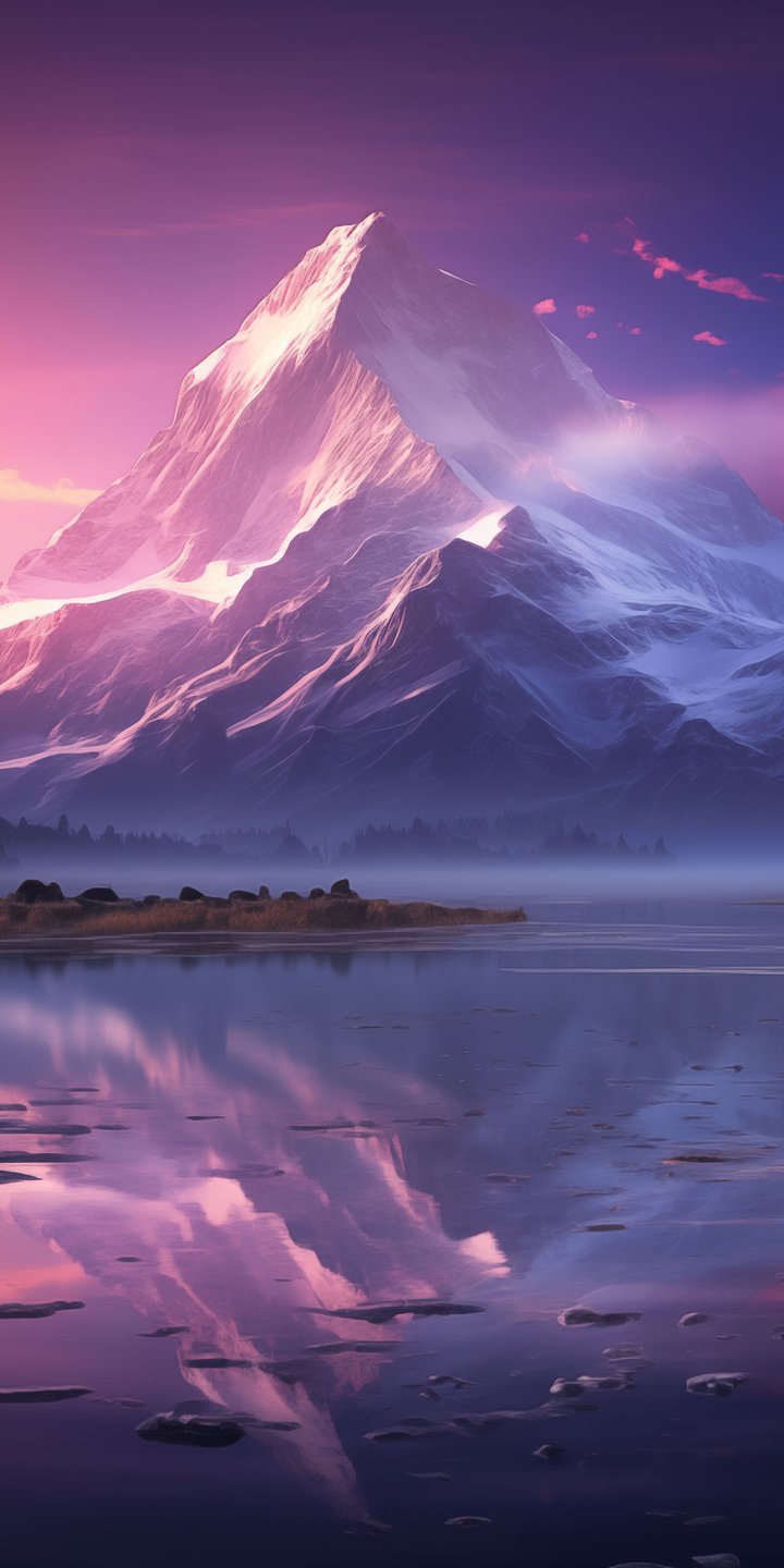 Mountain Sunset Over Forest River - Wallpapers for Samsung Galaxy A03s, Xiaomi Redmi 7A, POCO C3 in 720x1440 resolution