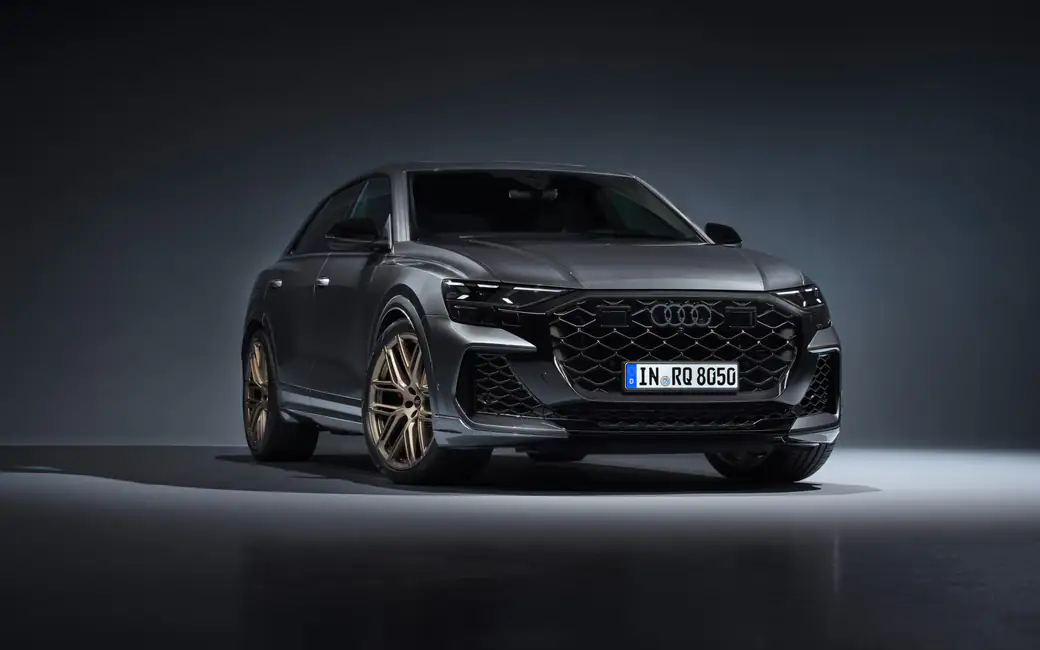 Grey Audi RS Q8 front view — desktop and phone wallpaper, free download