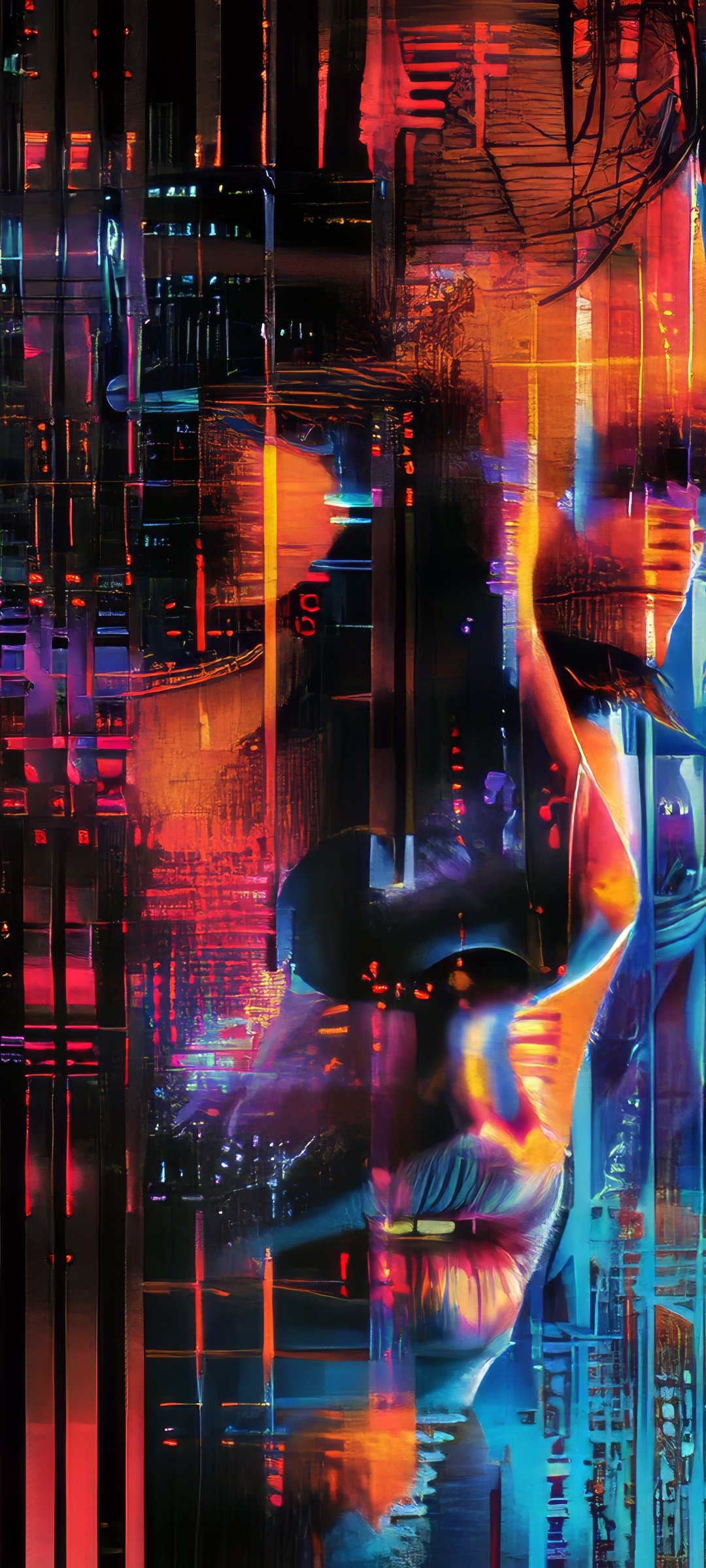 Cyberpunk glitch portrait - Wallpapers for Samsung Galaxy M55, POCO M4/X4/X5, Xiaomi Redmi 12/13/Note 13/Note 14/Note 14S in 1080x2400 resolution