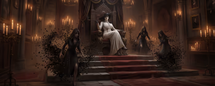 UltraWide 21:9 обои вампир (2560x1080): Lady Dimitrescu, Resident Evil Village, женщина, брюнетка