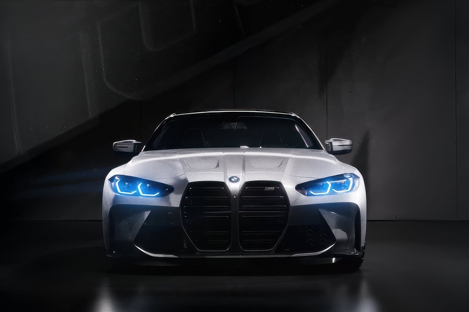 White BMW M4 with blue LED headlights - Microsoft Surface 12.4″ wallpapers in 1536x1024 resolution