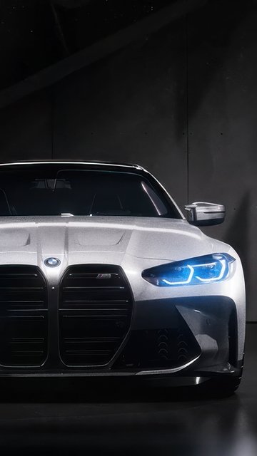 White BMW M4 with blue LED headlights - Wallpapers for Nokia, Samsung in 360x640 resolution