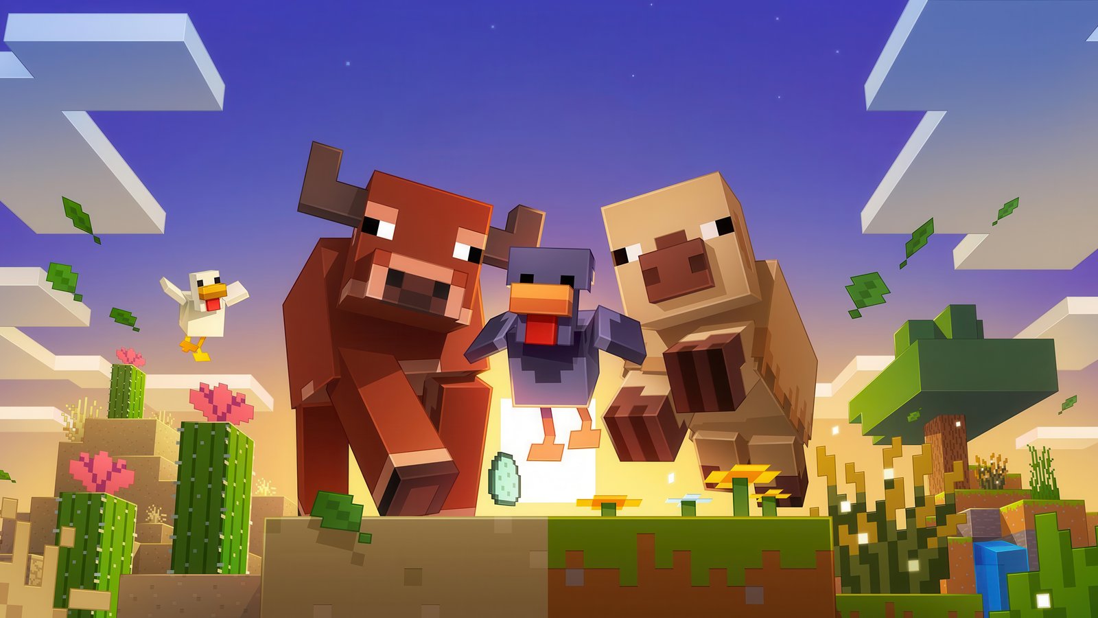 Животные  из Minecraft - wXGA++ обои в разрешении 1600x900