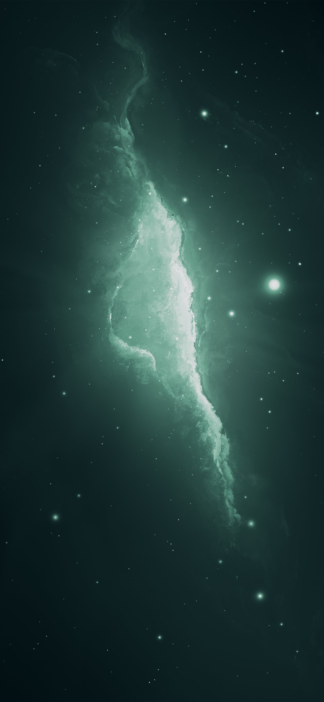 Green Cosmic Nebula in Darkness - Wallpapers for Xiaomi 15T in 1280x2772 resolution