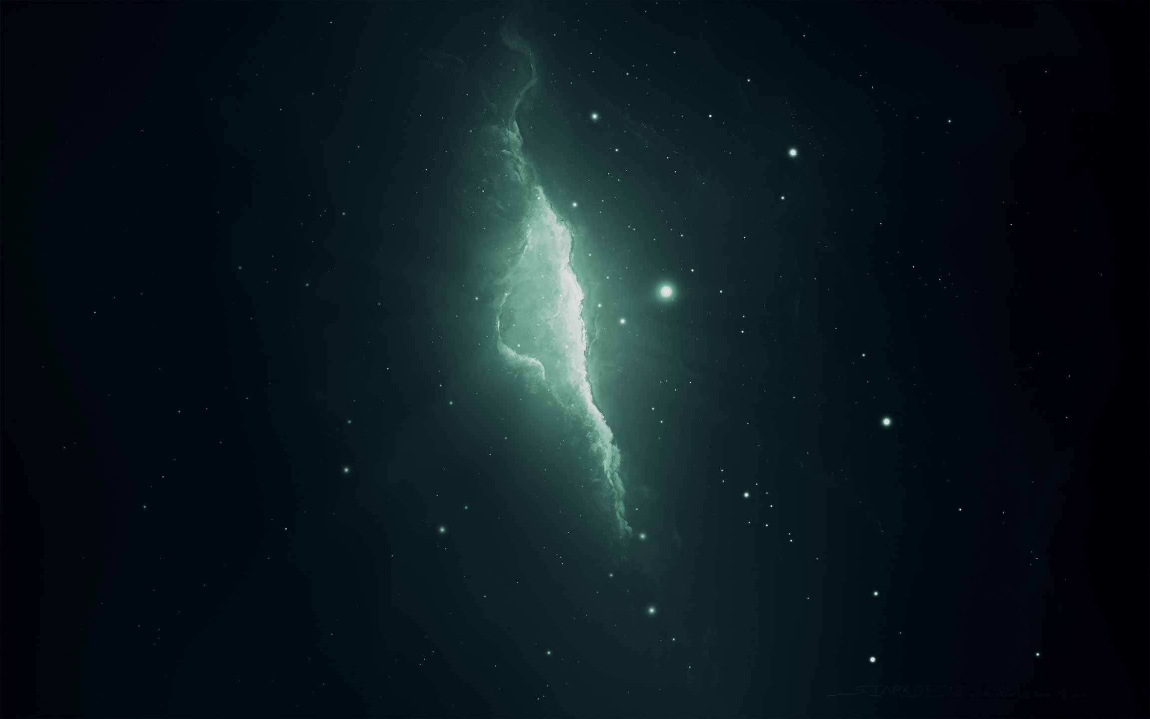 Green Cosmic Nebula in Darkness - Wallpapers for Apple MacBook 12″ in 2304x1440 resolution