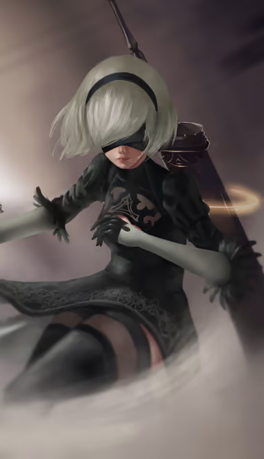 Обои андроид для iPhone 14 Pro/15 Pro (1179x2556): 2B, Nier: Automata, андроид, чулки