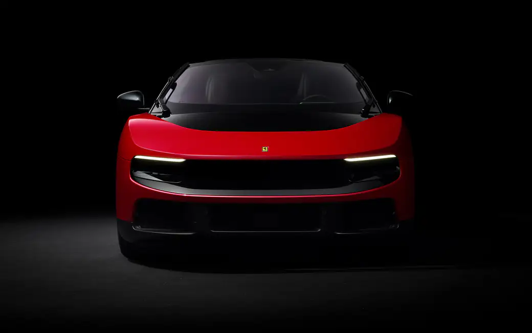 Red Ferrari Luce front view — desktop and phone wallpaper, free download