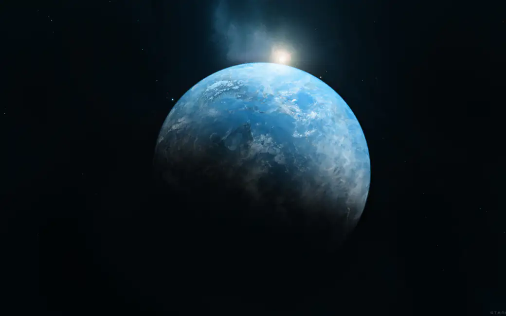 Blue Extraterrestrial Planet with Oceans — desktop and phone wallpaper, free download