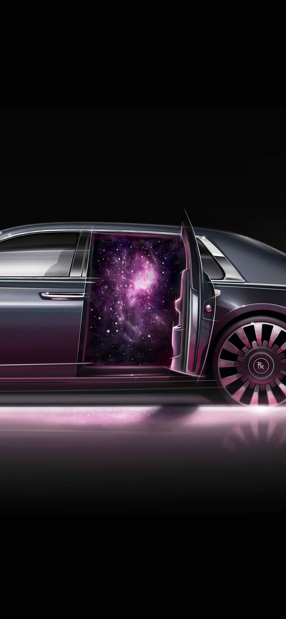 Rolls-Royce Phantom с открытой дверью - Обои для iPhone X/XS/11 Pro в разрешении 1125x2436