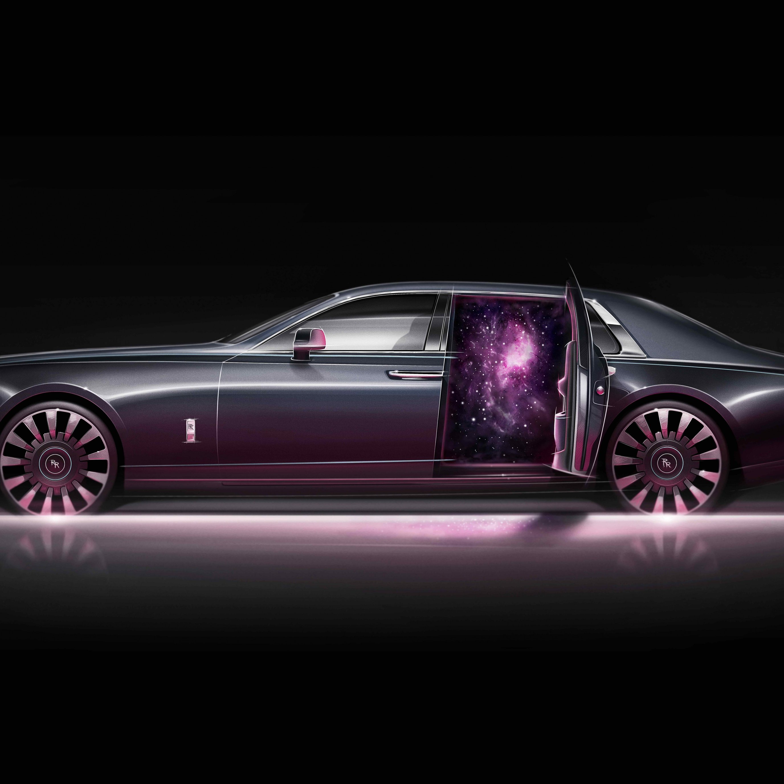 Rolls-Royce Phantom с открытой дверью - Обои для iPad Pro 13″ в разрешении 2752x2752