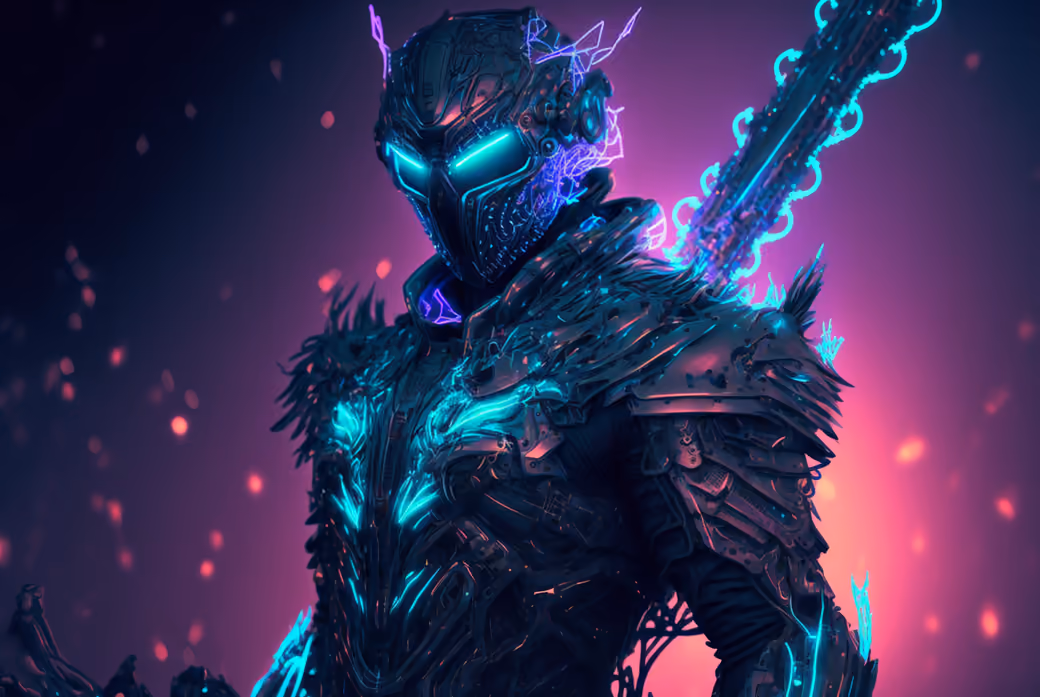 Futuristic warrior with glowing armor - Wallpapers for Sony Xperia 1/Xperia 1 III/Xperia PRO-I in 1644x3840 resolution