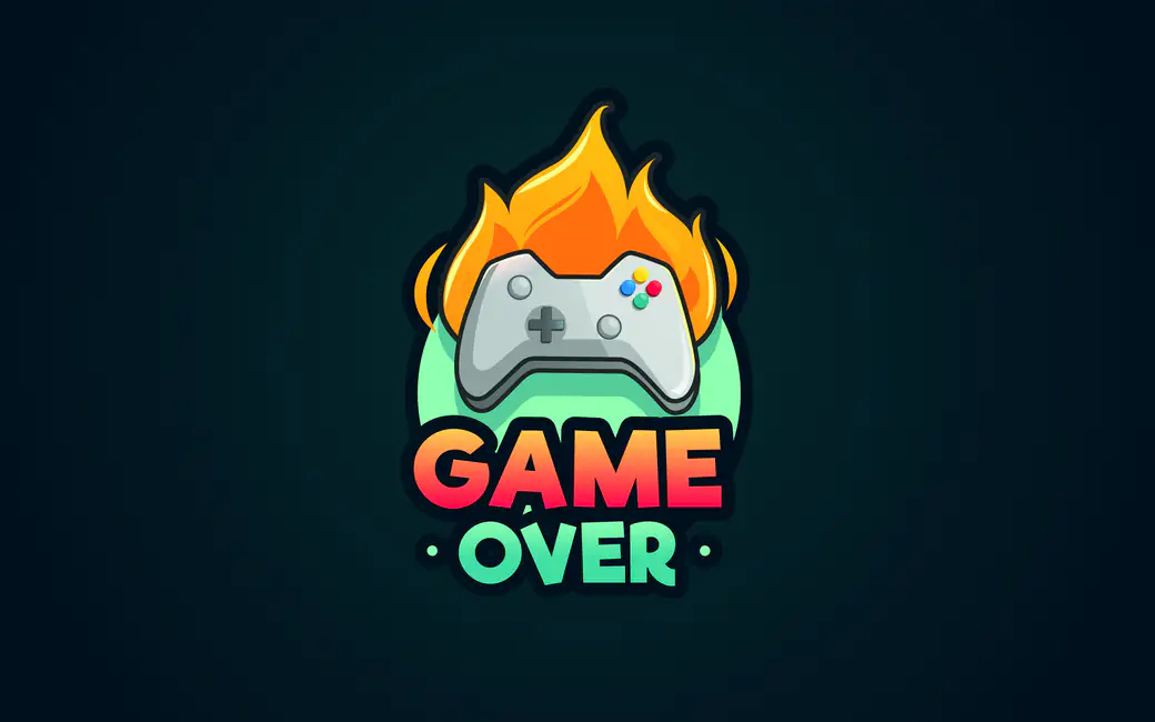 Xbox Controller with Game Over Fire — desktop and phone wallpaper, free download