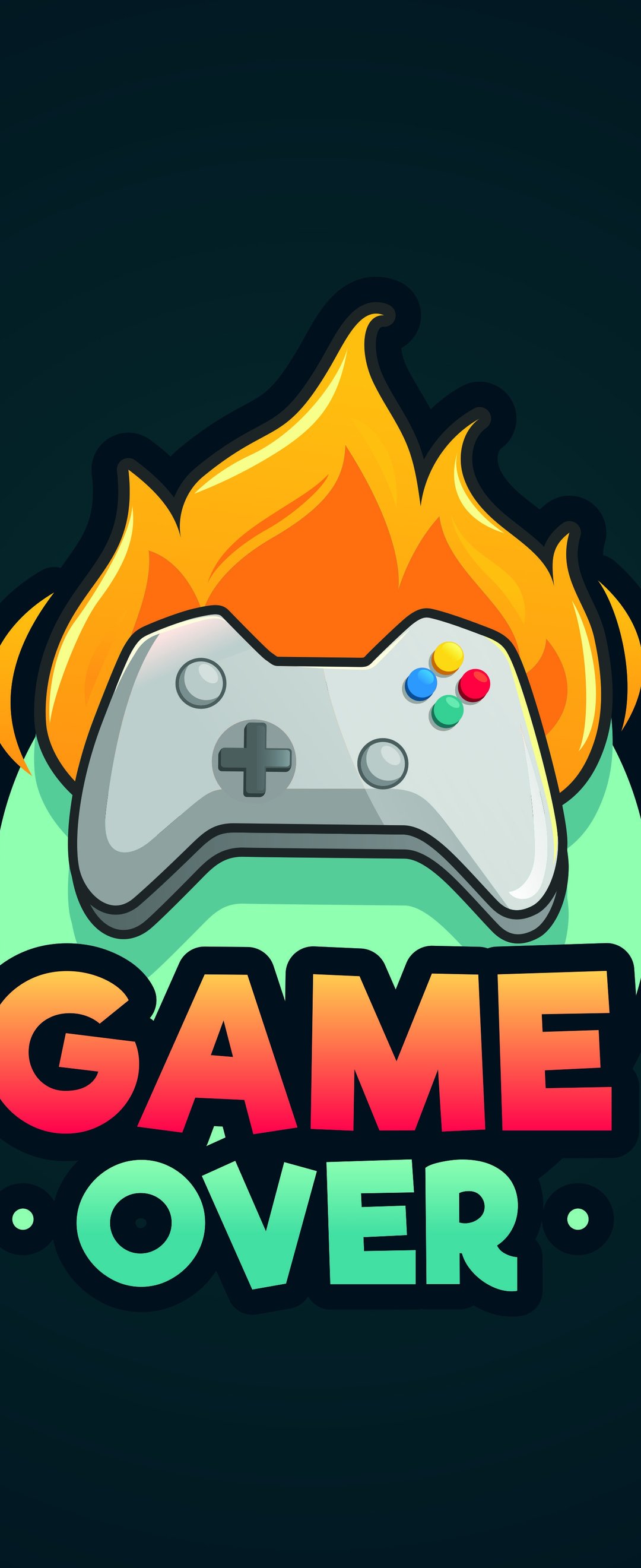 Xbox Controller with Game Over Fire - Wallpapers for Samsung Galaxy Z Flip6, Motorola Razr 2025 in 1080x2640 resolution