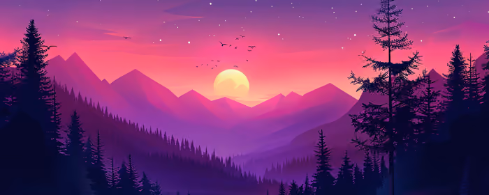 UltraWide 21:9 wallpapers (3440x1440): mountains, valley, sunset, evening