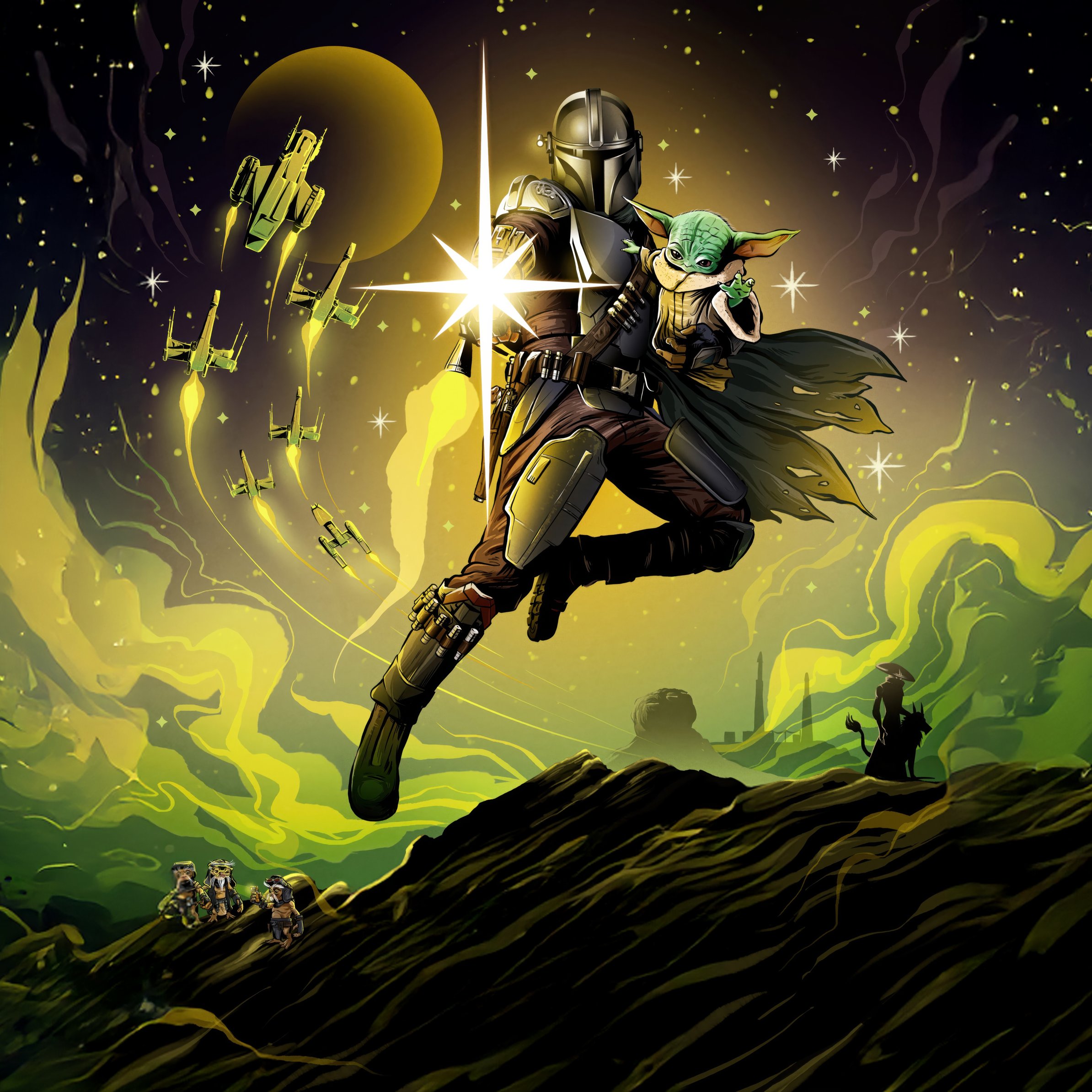 Mandalorian and Grogu in Space - Wallpapers for iPad Pro 11″ in 2388x2388 resolution