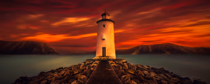 Nature wallpapers: lighthouse, sunset, evening, sky