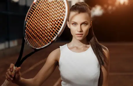 Sport wallpapers: tennis racket, woman, girl, brown-haired