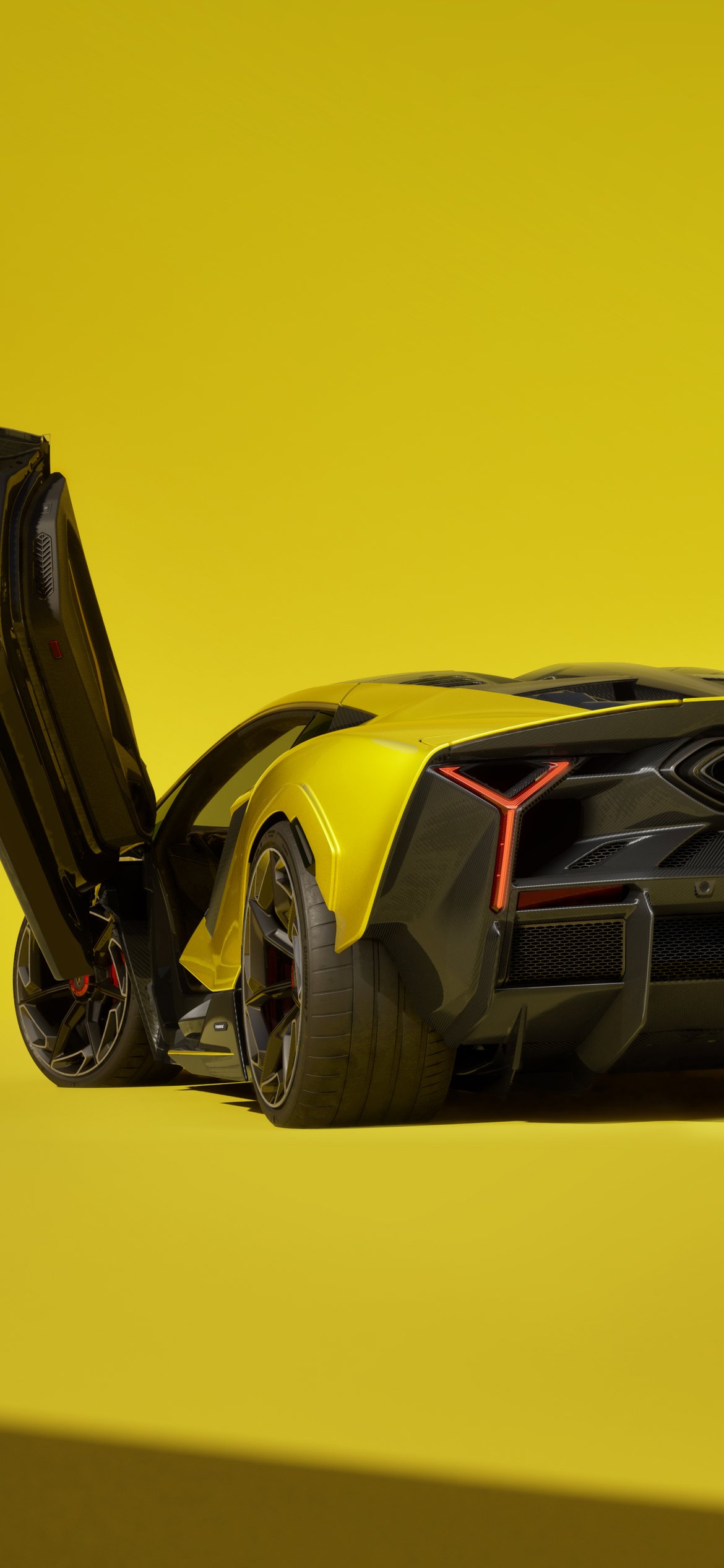 Yellow Lamborghini Fenomeno with open doors - Wallpapers for iPhone 12 Pro/13 Pro/14 in 1170x2532 resolution