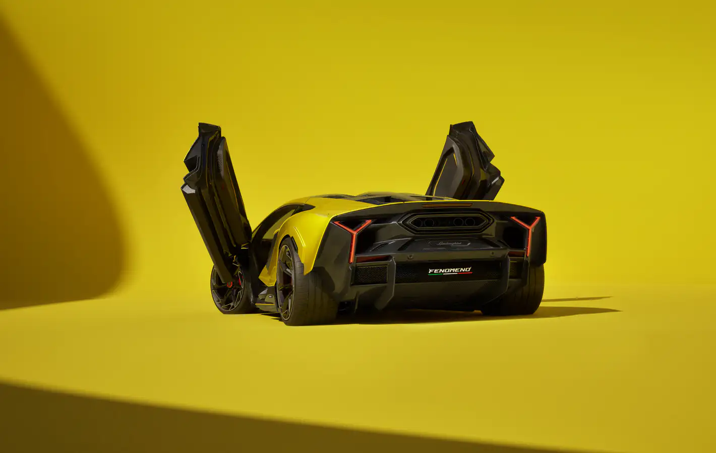 Yellow Lamborghini Fenomeno with open doors — desktop and phone wallpaper, free download