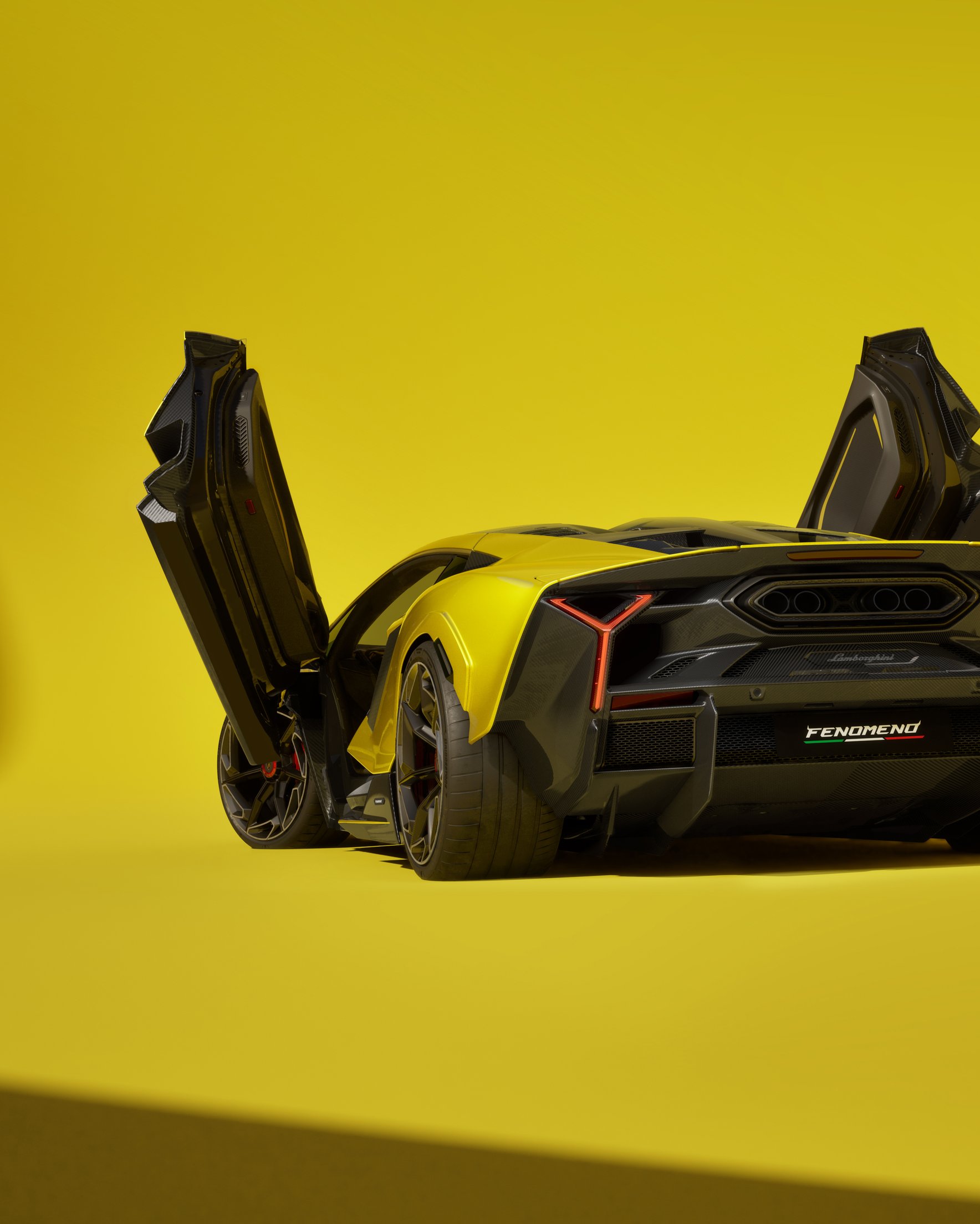 Yellow Lamborghini Fenomeno with open doors - Wallpapers for Samsung Galaxy Z Fold 2/3 in 1768x2208 resolution