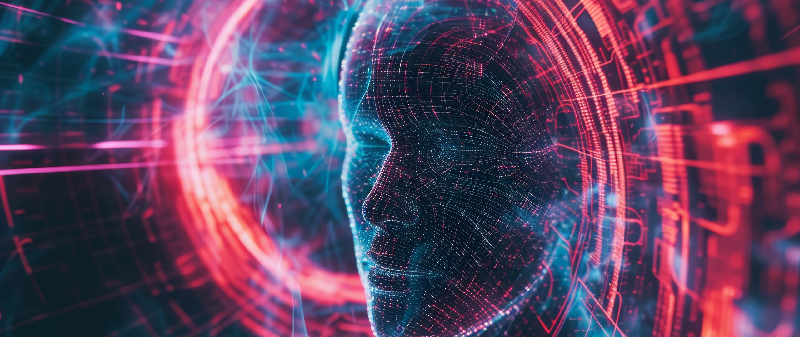 Neural network with a digital face - UltraWide 21:9 wallpapers in 2560x1080 resolution