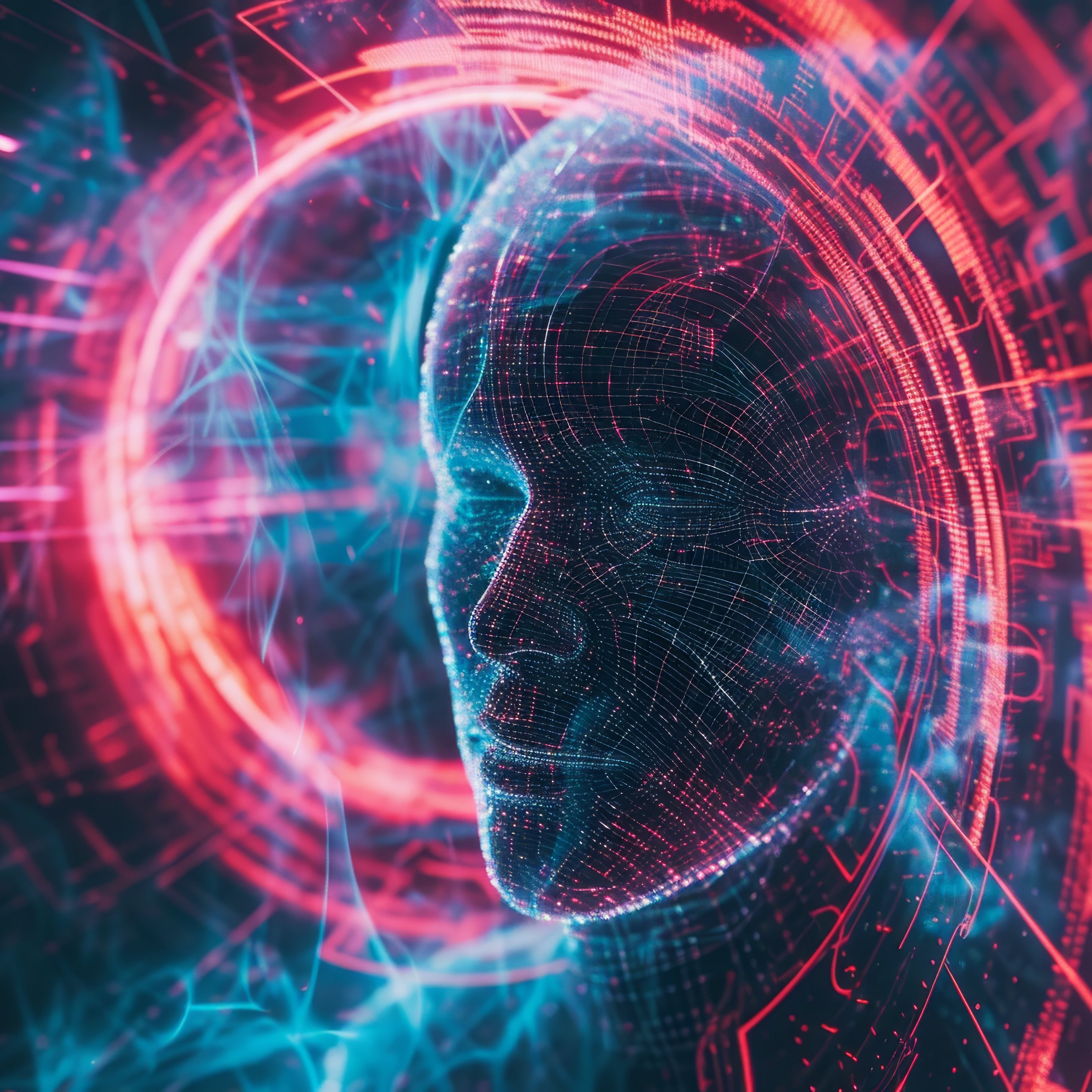 Neural network with a digital face - Wallpapers for iPad Pro 13″ in 2752x2752 resolution