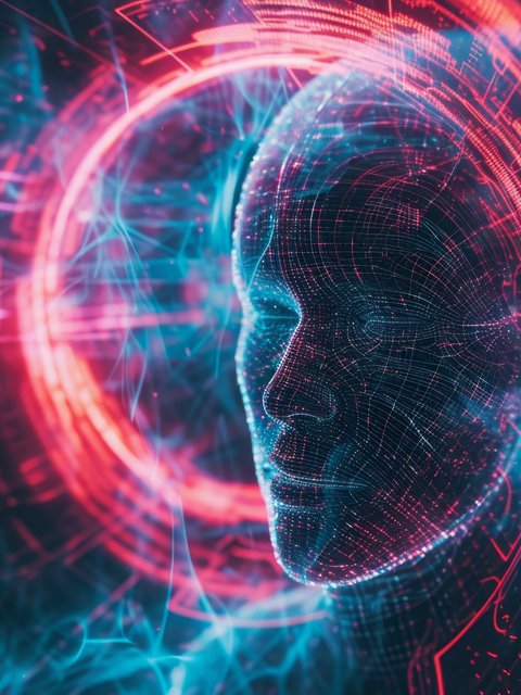 Neural network with a digital face - Wallpapers for HTC/BlackBerry in 480x640 resolution