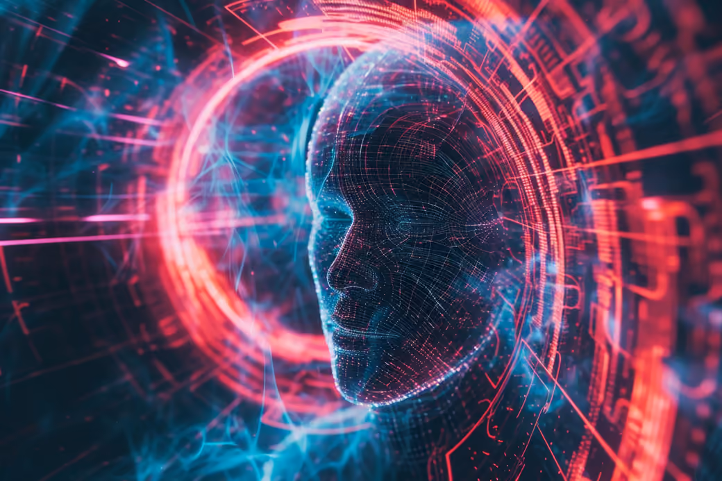 Neural network with a digital face - UltraWide 21:9 wallpapers in 3440x1440 resolution