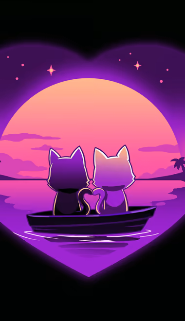 Couple Wallpapers for Sony Xperia 1/Xperia 1 III/Xperia PRO-I (1644x3840): cat, romance, sunset, night