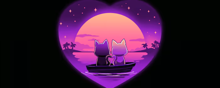 UltraWide 21:9 Romance wallpapers (2560x1080): cat, romance, sunset, night