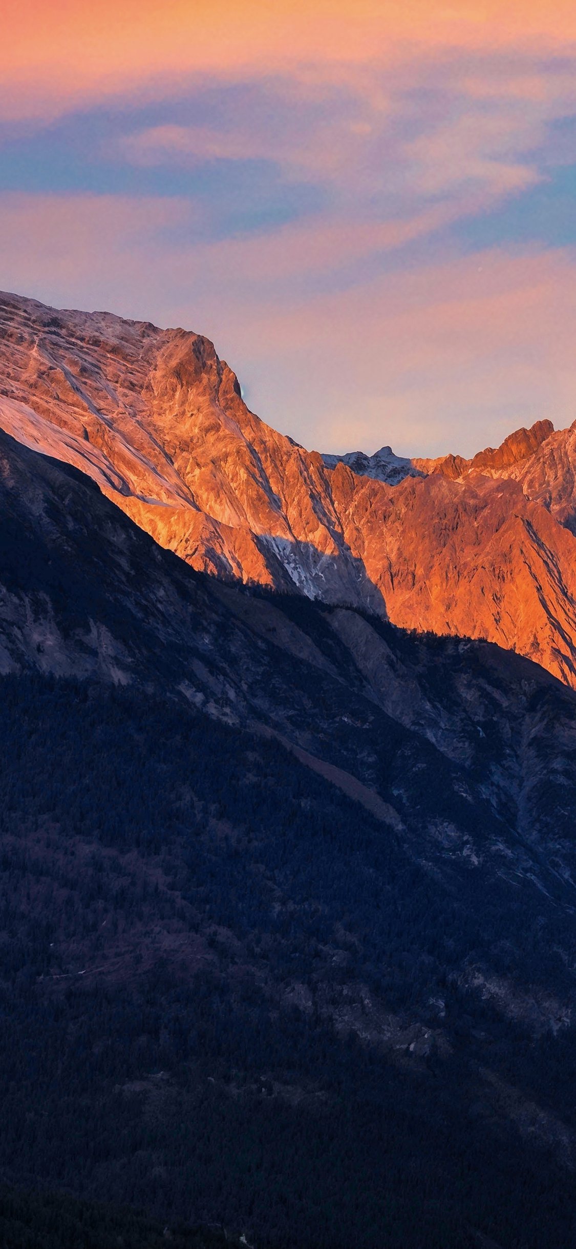 Orange sunset in the Alps - Wallpapers for iPhone X/XS/11 Pro in 1125x2436 resolution