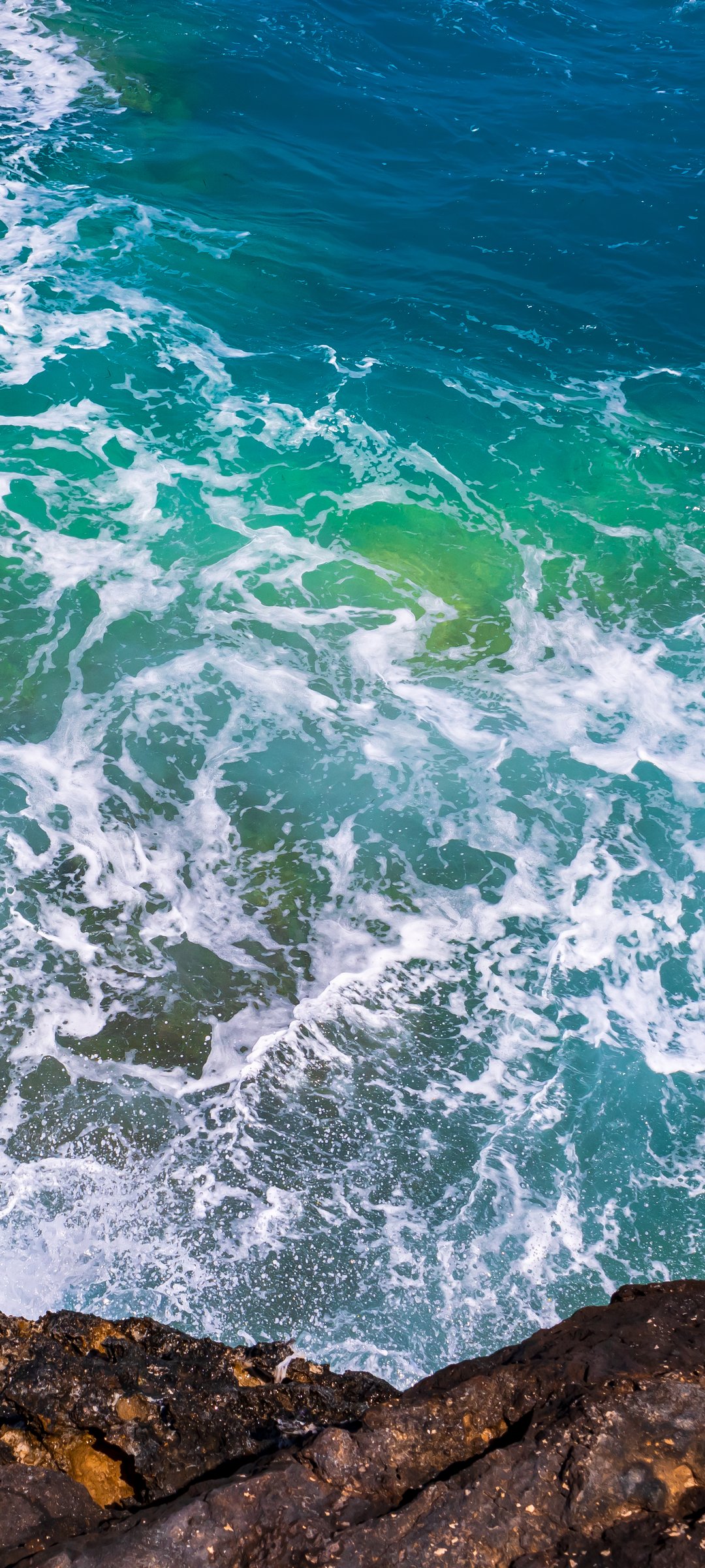 Turquoise Ocean Waves by Rocky Coast - Wallpapers for Samsung Galaxy M55, POCO M4/X4/X5, Xiaomi Redmi 12/13/Note 13/Note 14/Note 14S in 1080x2400 resolution