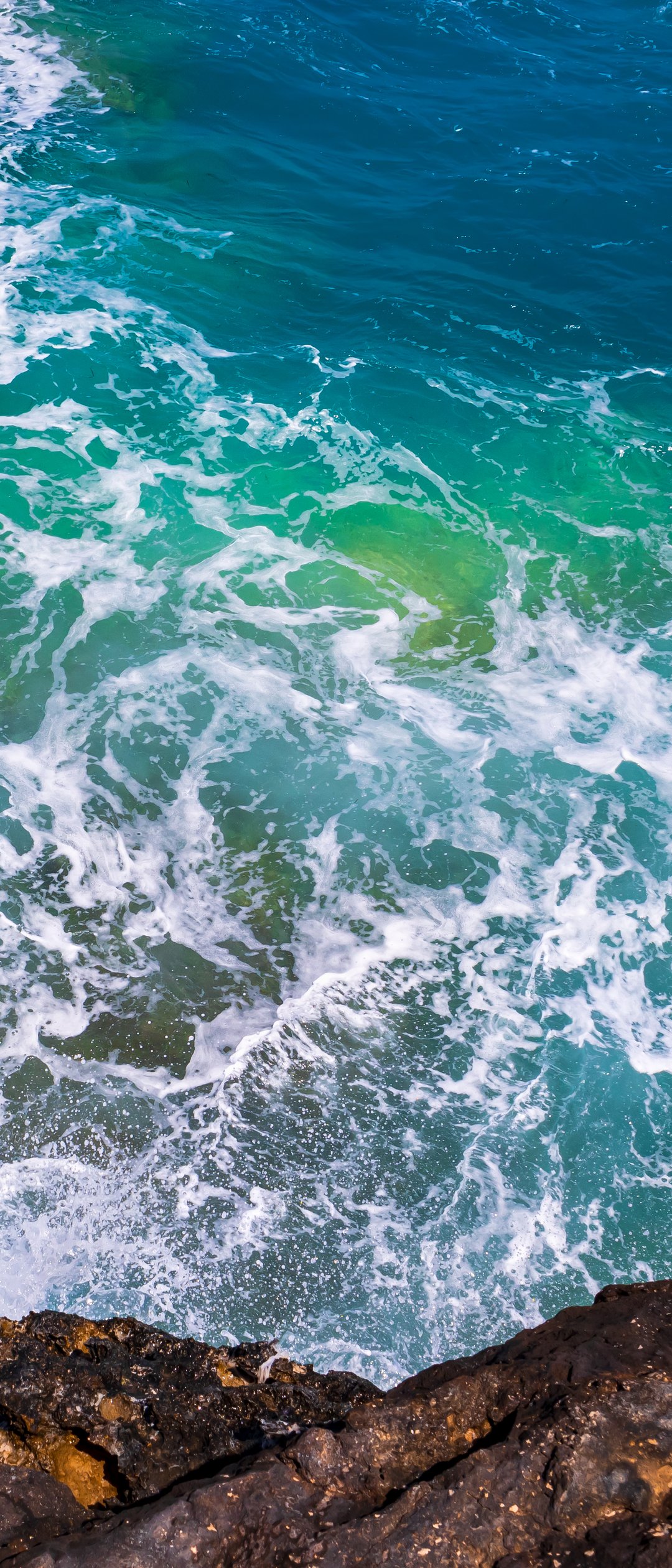 Turquoise Ocean Waves by Rocky Coast - Wallpapers for Samsung Galaxy Z Flip7, Sony Xperia 5 II/5 III/5 V/10 IV/10 V, Xiaomi Mix Fold 3 in 1080x2520 resolution