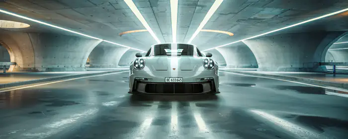 UltraWide 32:9 обои освещение (3840x1080): Porsche 911 GT3 RS, спорткар, роскошь, суперкар