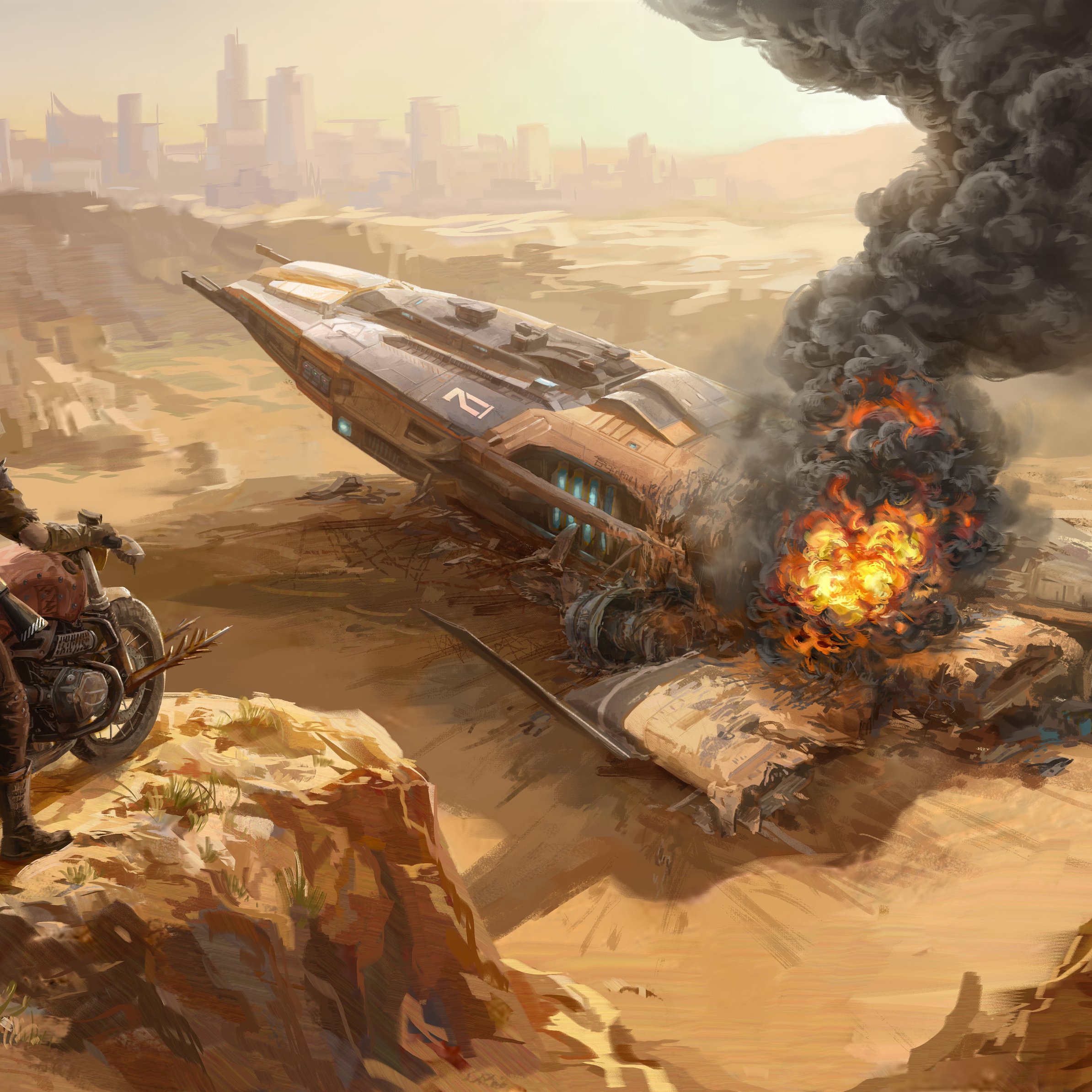 Crashed spaceship in the desert - Wallpapers for iPad Pro 11″ in 2388x2388 resolution