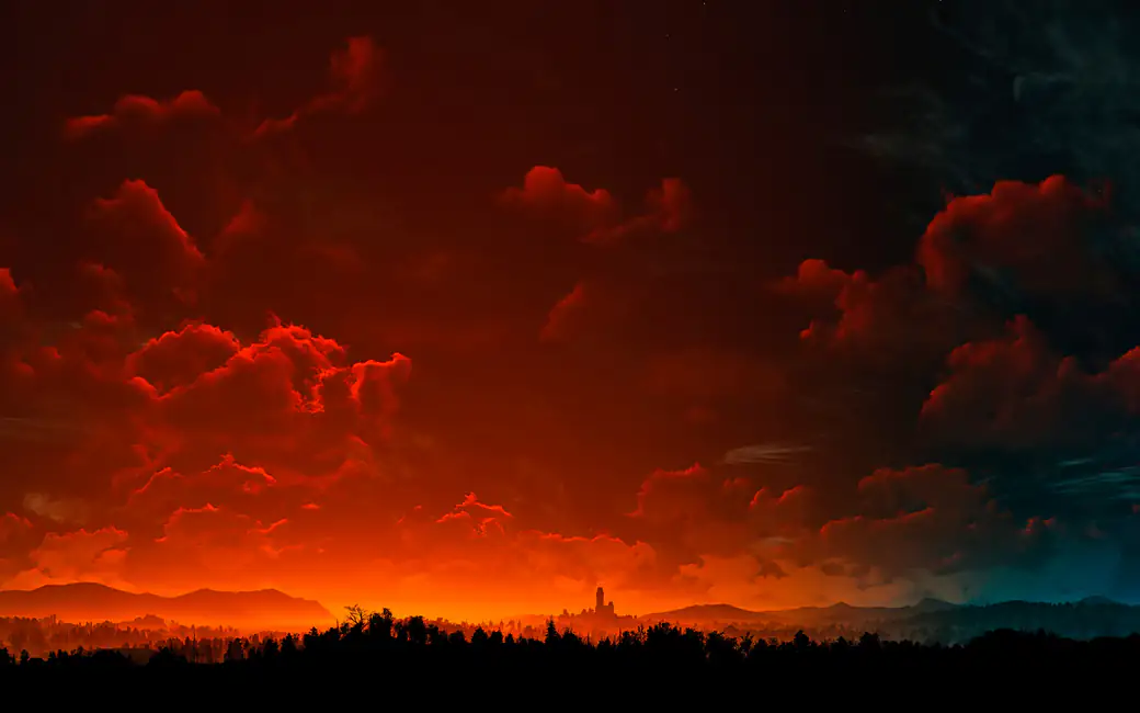 Evening in the Witcher 3 game — desktop and phone wallpaper, free download