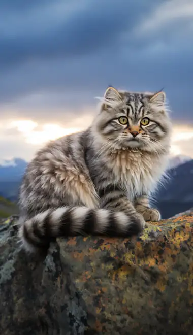 Обои животные для iPhone Air (1260x2736): кошка, горы, осень, небо