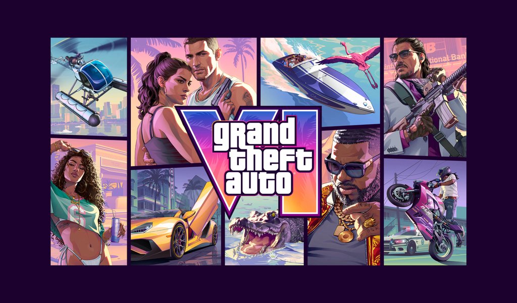 Постер GTA 6 Vice City - WSVGA обои в разрешении 1024x600
