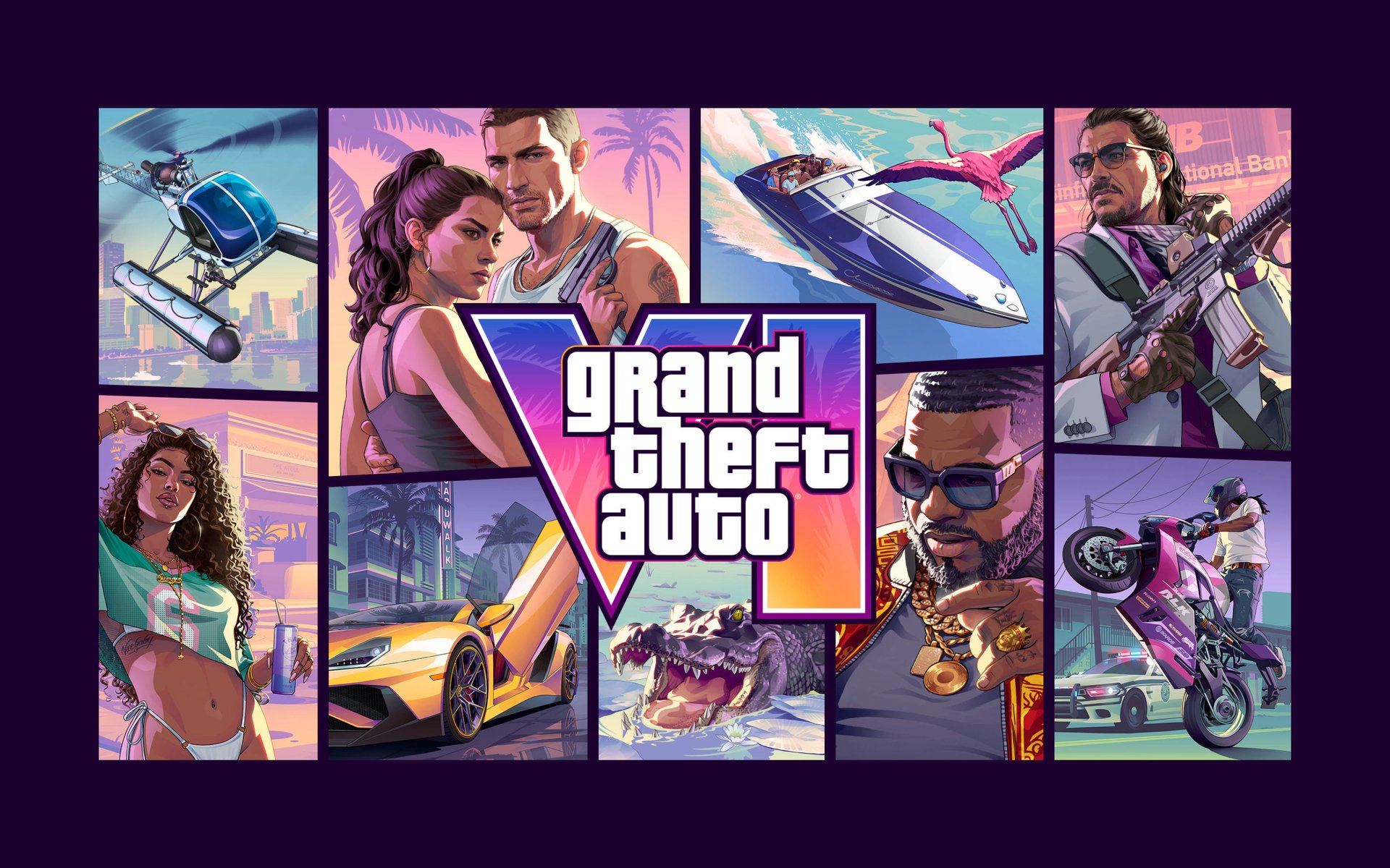 Постер GTA 6 Vice City - WUXGA обои в разрешении 1920x1200