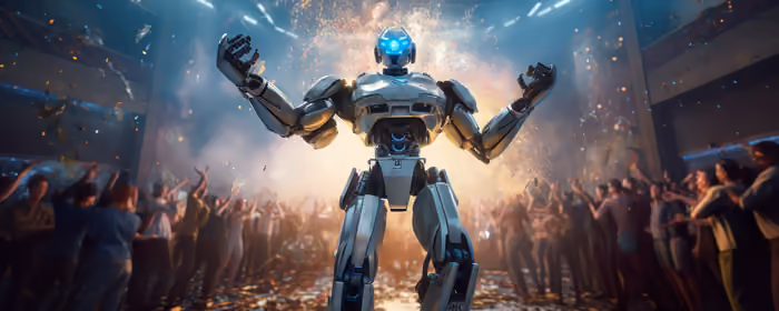 Futuristic Robot Wallpapers for UltraWide 32:9 monitors (3840x1080): robot, arena, crowd, robotics