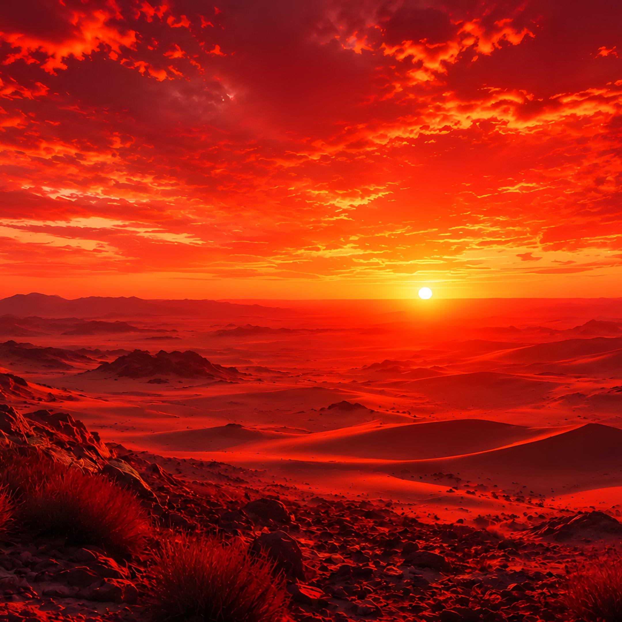 Bright red sunset - Wallpapers for iPad 10.2″ in 2160x2160 resolution