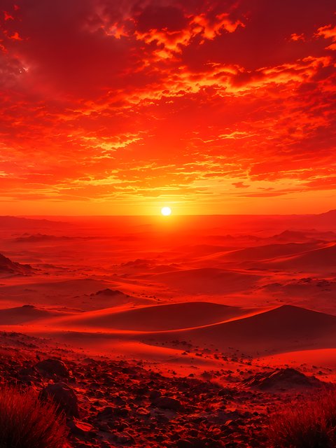 Bright red sunset - Wallpapers for HTC/BlackBerry in 480x640 resolution