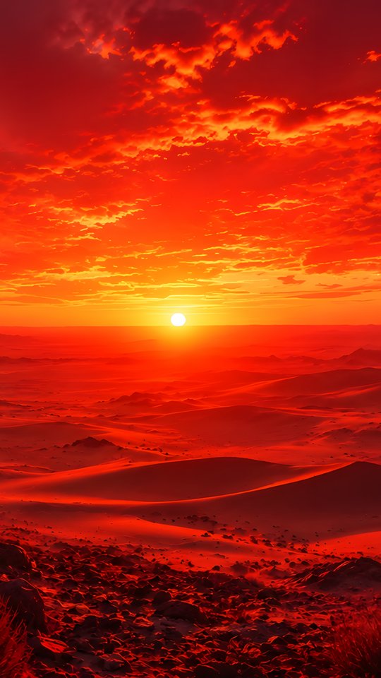 Bright red sunset - Wallpapers for Samsung, HTC, Sony in 540x960 resolution