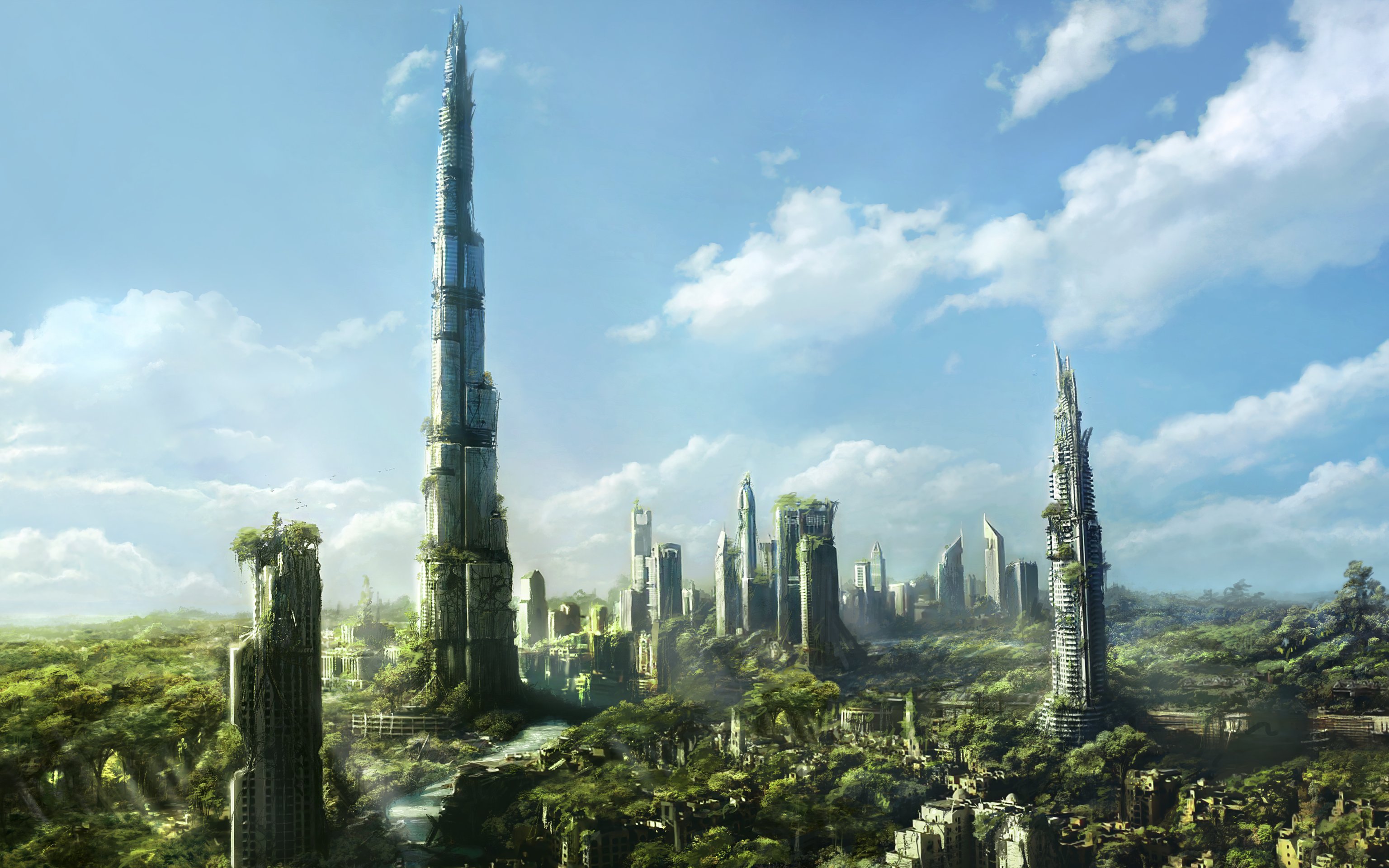 Dubai Post-Apocalypse Skyline - Wallpapers for Apple MacBook 16″ in 3072x1920 resolution