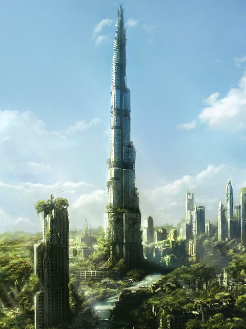 Dubai Post-Apocalypse Skyline - Wallpapers for HTC/BlackBerry in 480x640 resolution
