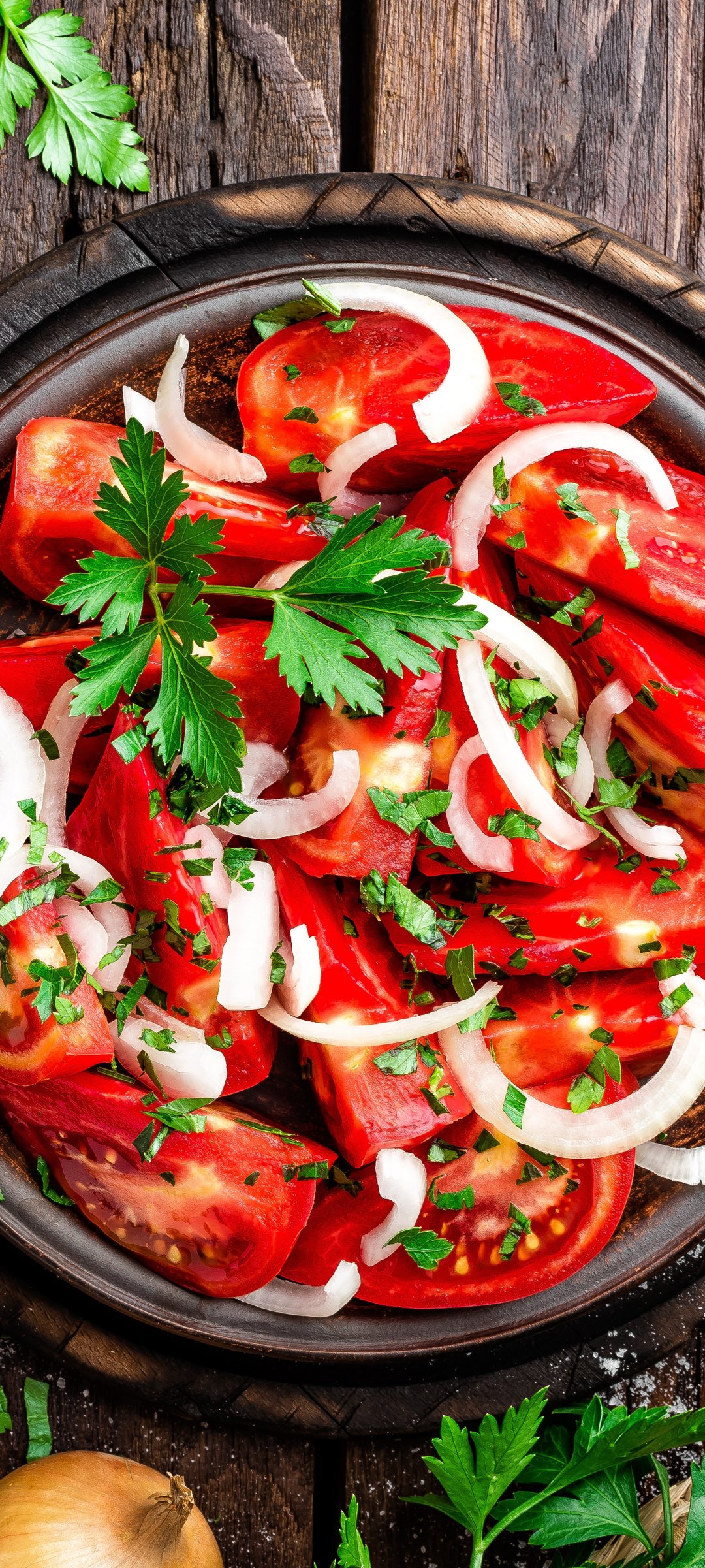 Tomato and onion salad - Wallpapers for Samsung Galaxy M55, POCO M4/X4/X5, Xiaomi Redmi 12/13/Note 13/Note 14/Note 14S in 1080x2400 resolution