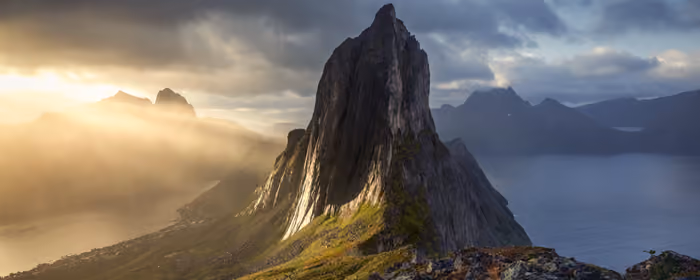 Nature wallpapers: Segla Mountain, Norway, mountains, clouds