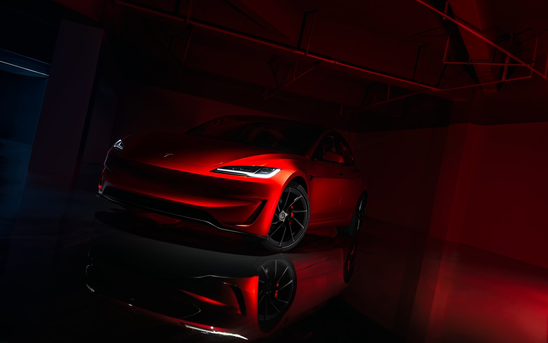 Tesla Model 3 Performance в студии - WUXGA обои в разрешении 1920x1200